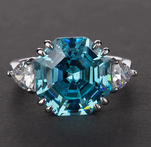 Sterling Silver Zircon Gemstones (White, Blue & Yellow) Ring