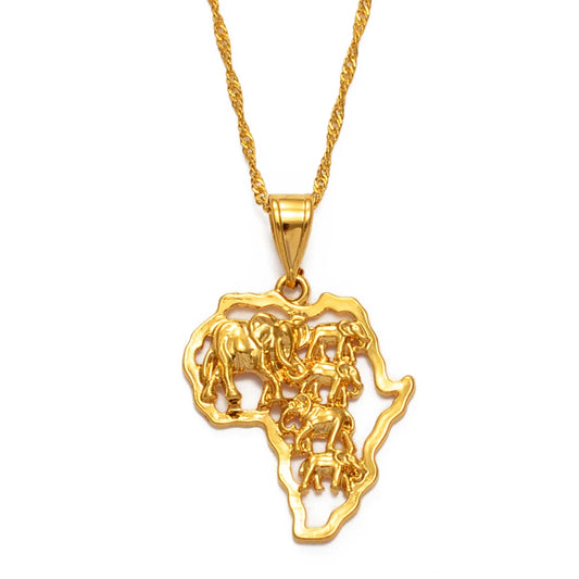 Africa Elephant Filled Necklace