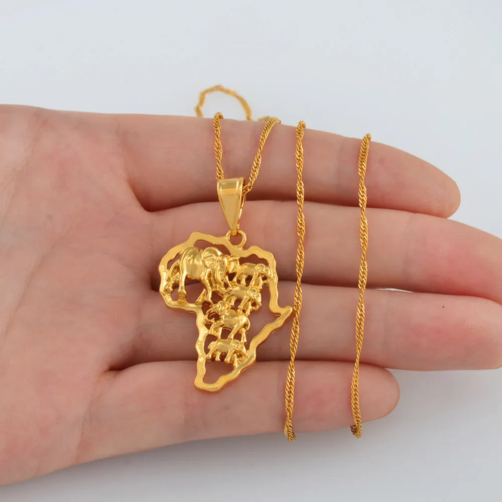 Africa Elephant Filled Necklace