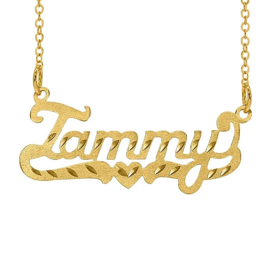 Personalized Name Necklace with Heart Two Tone Necklace 18K Gold-Plate Double Plate Letter Pendant Jewelry Gift for Women Girls